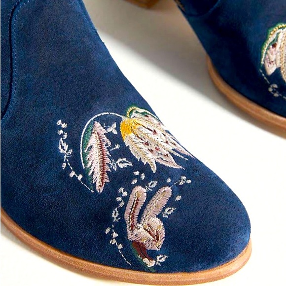 Sundance Blue Embroidered Ankle Boots - Picture 5 of 7